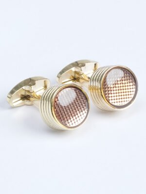 Brown Stone Gold Designer Cufflink (CUFFLINK-535)