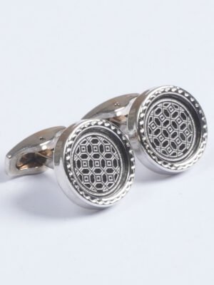 Silver Rounded Designer Cufflink  (CUFFLINK-613)