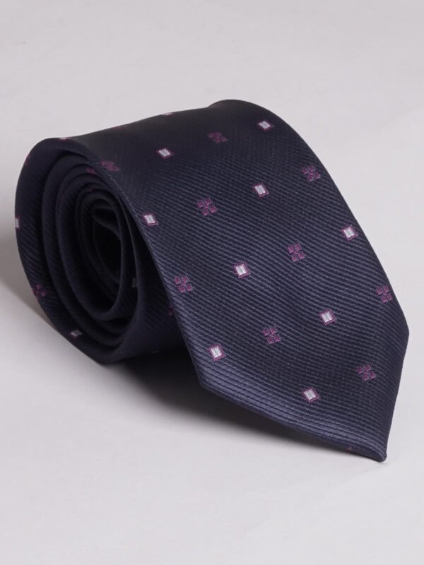 642.jpg Navy Blue With Pink Dots Designer Tie (TIE-642)
