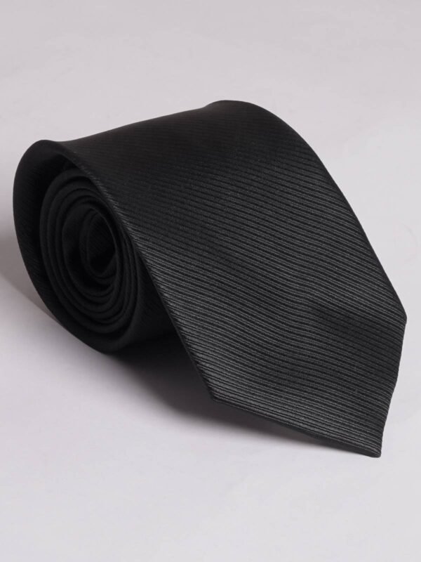 Black With Plain Striped Tie (TIE-681)