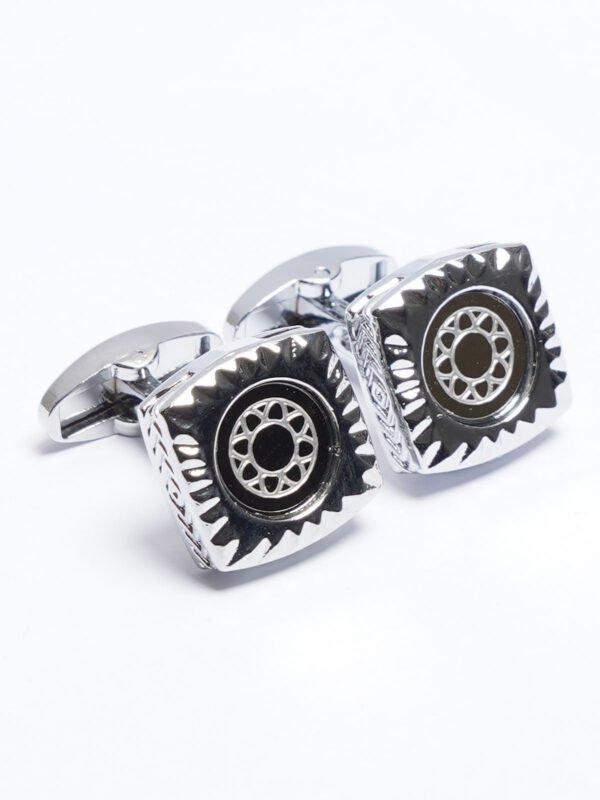 Silver Contrast Designer Cufflink (CUFFLINK-687)