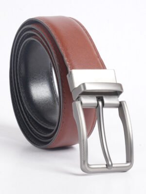 Brown & Black Plain Leather Belt  (BELT-700)