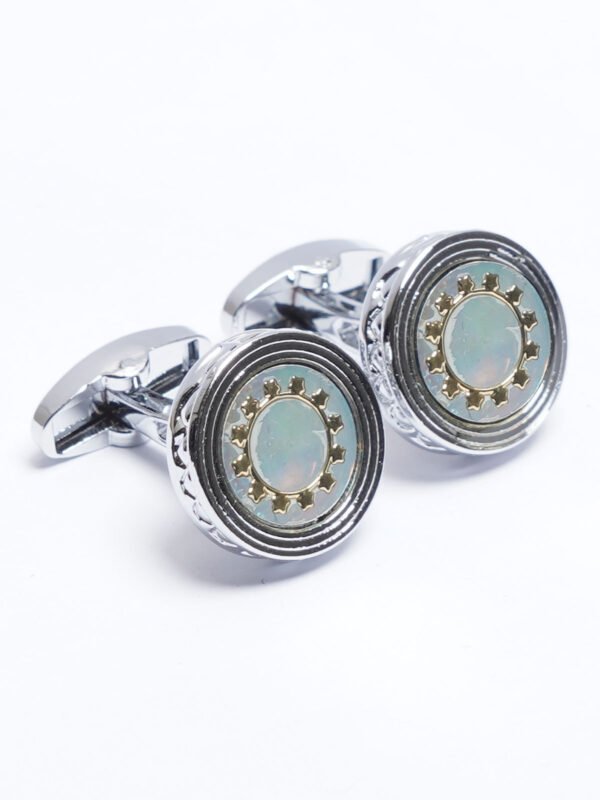 Silver Rounded Contrast Designer Cufflink (CUFFLINK-706)