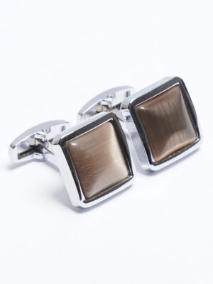 Silver Contrast Designer Cufflink (CUFFLINK-713)