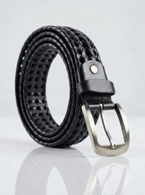 Black Braided Leather Belt (BELT-949)