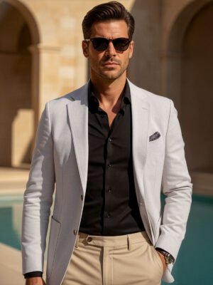 Beige Self Imported Men’s Blazer (BMF-096)