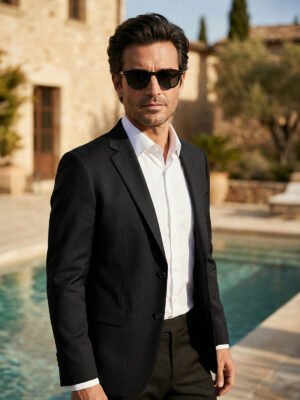 Black Plain Imported Men’s Blazer (BMF-113)