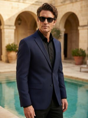 Navy Blue Plain Men’s Blazer (BMF-122)