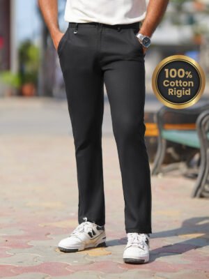Black Straight Fit Imported Spandex Chino-60