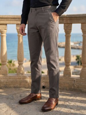 Grey Straight Fit Chino Pant-70
