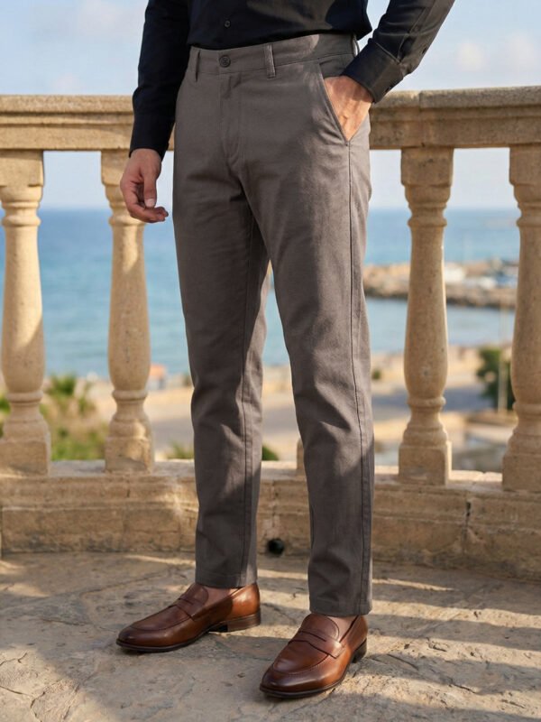 Grey Straight Fit Chino Pant-70