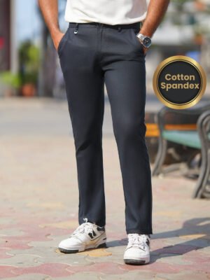 Navy Blue Straight Fit Imported Spandex Chino-60