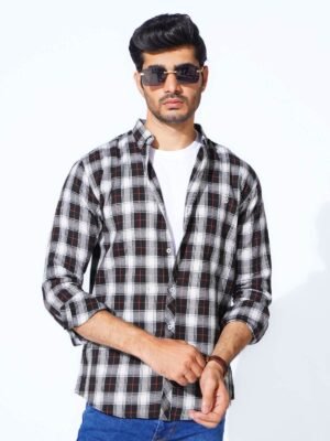 Black Check Button Down Casual Shirt (CSC-285)