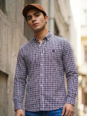 Black & White Check Button Down Casual Shirt (CSC-374)