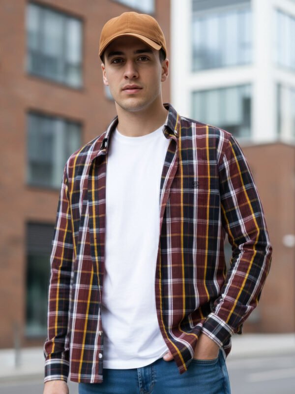 White & Black Check Button Down Casual Shirt (CSC-391)