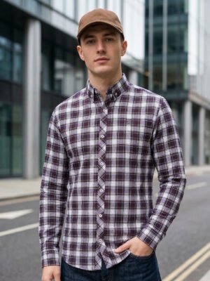 Green & White Check Button Down Casual Shirt (CSC-409)