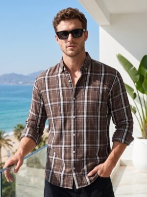 Black & Brown Check Button Down Casual Shirt (CSC-435)