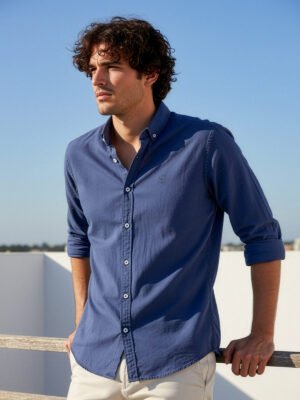 Mid Blue Button Down Denim Casual Shirt (CSD-031)