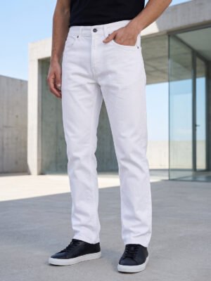 White Straight Fit Jeans 58