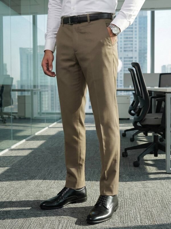 Khaki Plain Executive Formal Dress Pant (FDT-335)