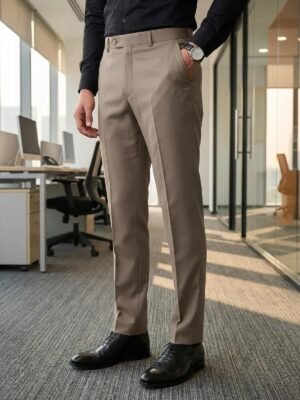 Khaki Plain Executive Formal Dress Pant (FDT-342)