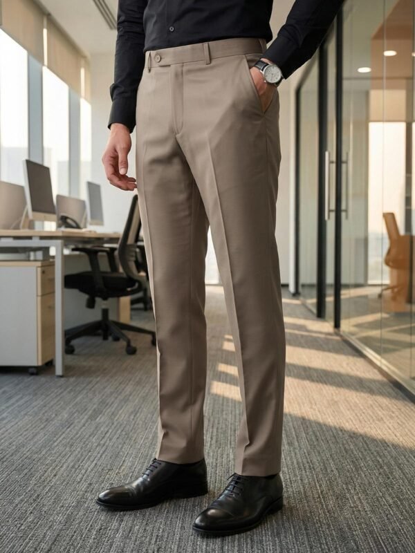 Khaki Plain Executive Formal Dress Pant (FDT-342)
