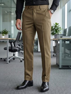 Khaki Plain Executive Formal Dress Pant (FDT-348)
