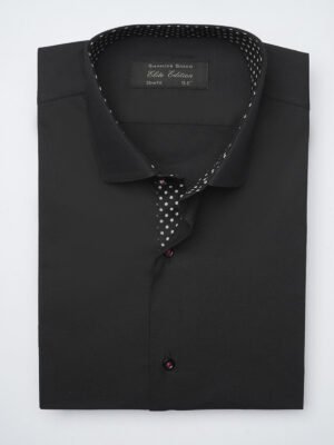 Black Plain, Elite Edition,Cutaway Collar Men’s Designer Formal Shirt (FS-1276)
