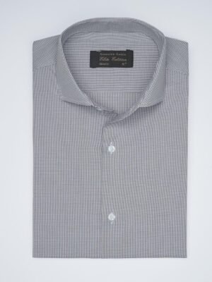Grey Micro Checkered, Elite Edition, Cutaway Collar Men’s Formal Shirt  (FS-1526)
