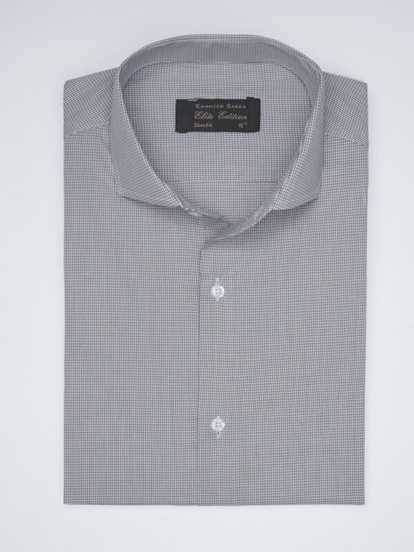 Grey Micro Checkered, Elite Edition, Cutaway Collar Men’s Formal Shirt  (FS-1526)