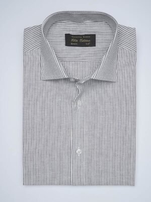 Grey Striped, Elite Edition, French Collar Men’s Formal Shirt (FS-1691)