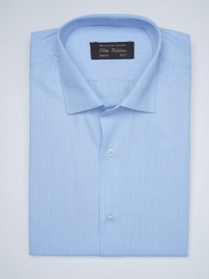 Sky Blue Striped, Elite Edition, French Collar Men’s Formal Shirt (FS-1702)