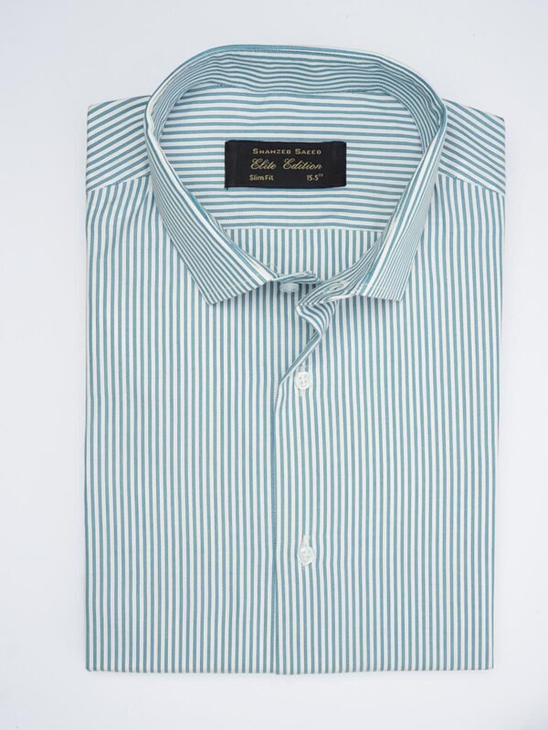 Blue & White Self Striped, Elite Edition, Spread Collar Men’s Formal Shirt (FS-1766)