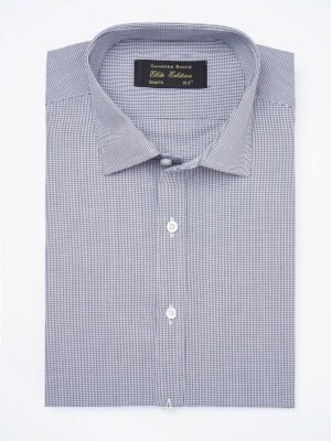 Navy Blue Micro Checkered, Elite Edition, French Collar Men’s Formal Shirt  (FS-1815)