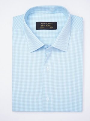 Blue Self Micro Checkered, Elite Edition, French Collar Men’s Formal Shirt  (FS-1864)