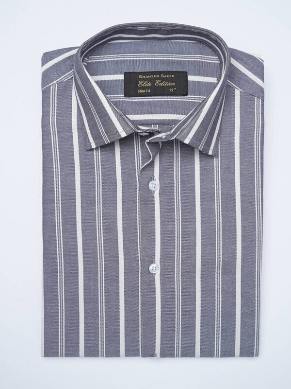FS2101-1.jpg Grey & White Self Striped, Elite Edition, Cutaway Collar Men’s Formal Shirt (FS-2101)