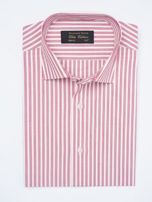 Red & White Self Striped, Elite Edition, Cutaway Collar Men’s Formal Shirt (FS-2214)