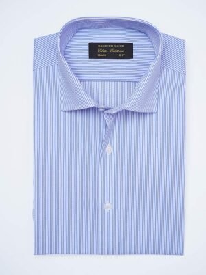 Blue Self Striped, Elite Edition, French Collar Men’s Formal Shirt (FS-2355)