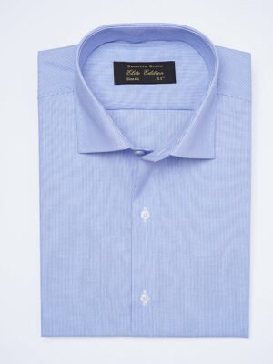 Blue Self Striped, Elite Edition, French Collar Men’s Formal Shirt (FS-2361)