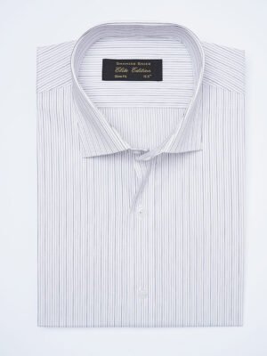 Black & Grey Self Striped, Elite Edition, French Collar Men’s Formal Shirt (FS-2368)