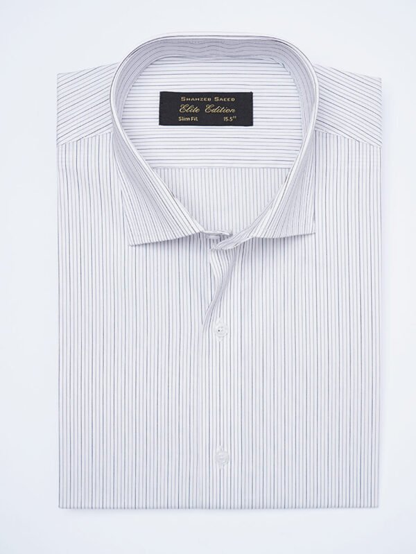 Black & Grey Self Striped, Elite Edition, French Collar Men’s Formal Shirt (FS-2368)