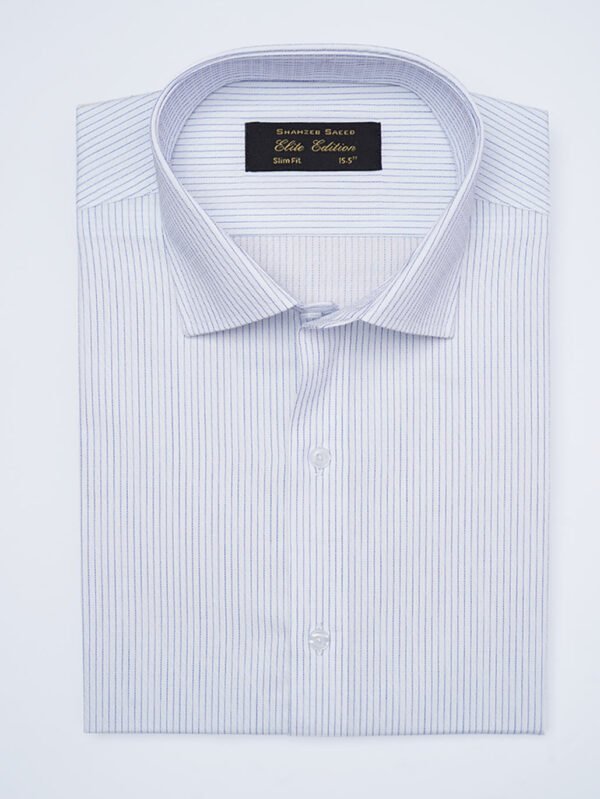 Blue Self Striped, Elite Edition, French Collar Men’s Formal Shirt (FS-2373)