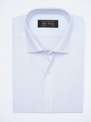 Blue Self Striped, Elite Edition, French Collar Men’s Formal Shirt (FS-2376)