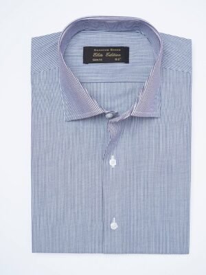 Blue Self Striped, Elite Edition, French Collar Men’s Formal Shirt (FS-2377)