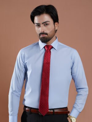 Sky Blue Plain, French Collar, Elite Edition, Men’s Formal Shirt (FS-2404)