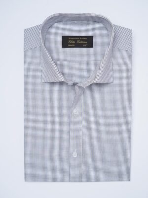 Blue & Green Self Checkered, Elite Edition, French Collar Men’s Formal Shirt (FS-2422)