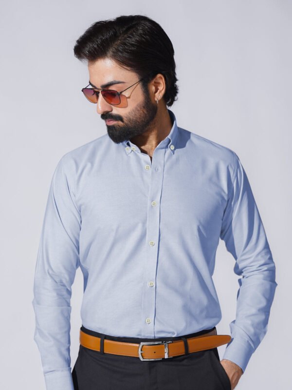 Sky Blue Self, Button Down Collar, Elite Edition, Men’s Formal Shirt (FS-2453)