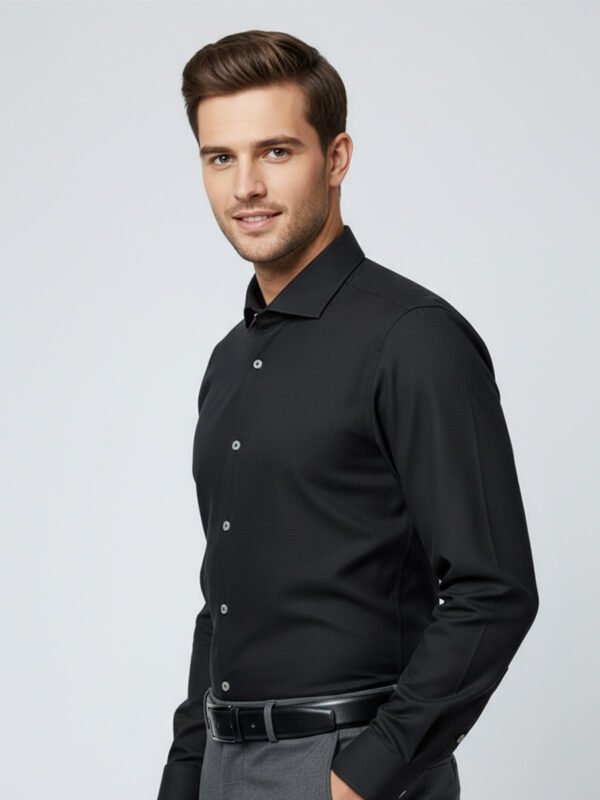 Black Plain, Cutaway Collar, Elite Edition, Men’s Formal Shirt (FS-2588)