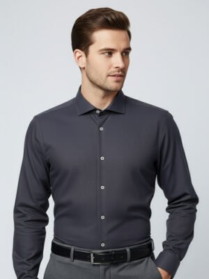 Dark Grey Plain, Cutaway Collar, Elite Edition, Men’s Formal Shirt (FS-2593)