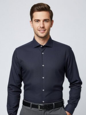 Navy Blue Plain, Cutaway Collar, Elite Edition, Men’s Formal Shirt (FS-2595)